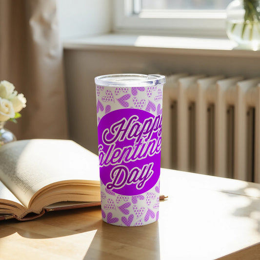Happy Valentine's Day Purple Themed Tumbler Design
