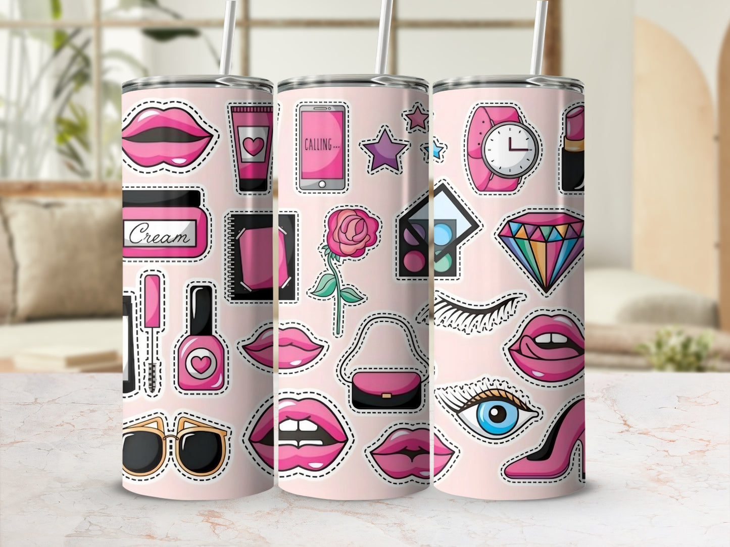 Trendy Stickers Theme Tall Drink Holder Accessory