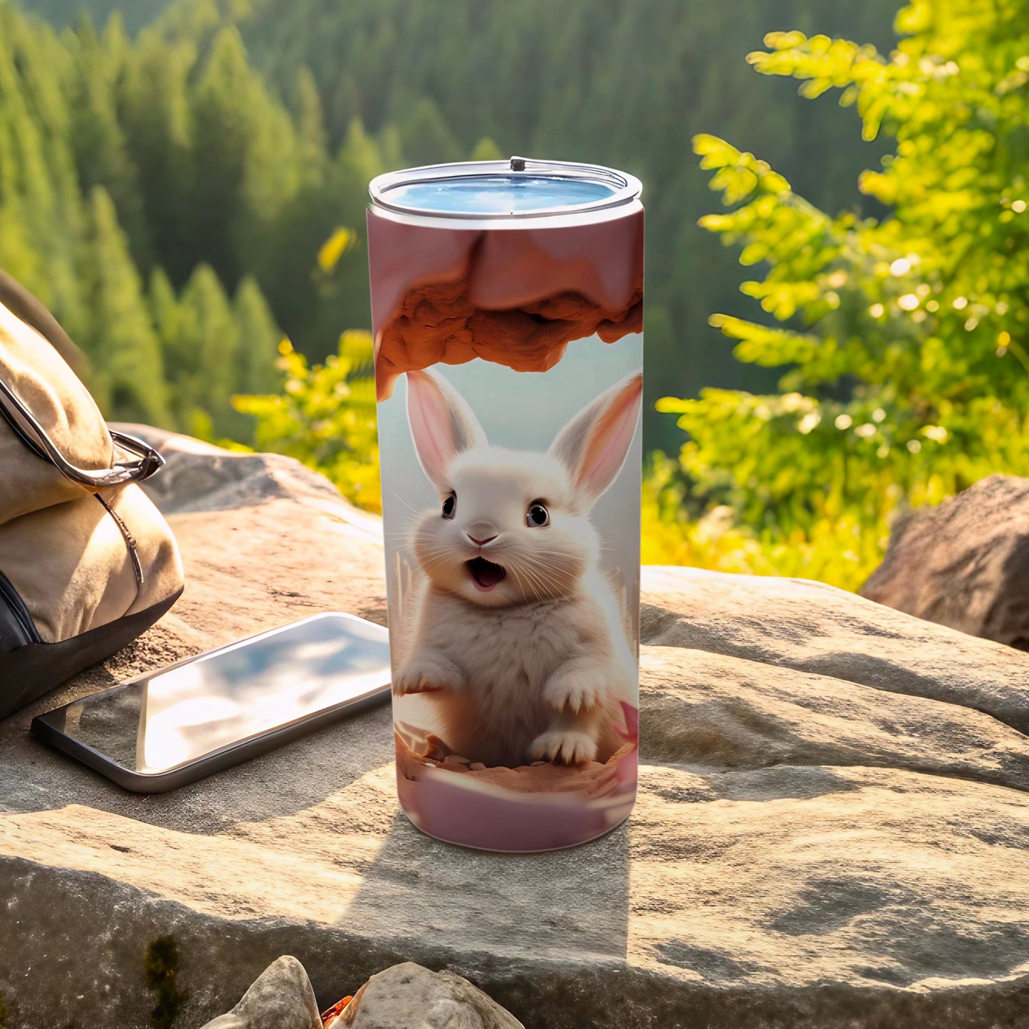 Adorable Rabbit Artwork on Fun Travel Tumbler