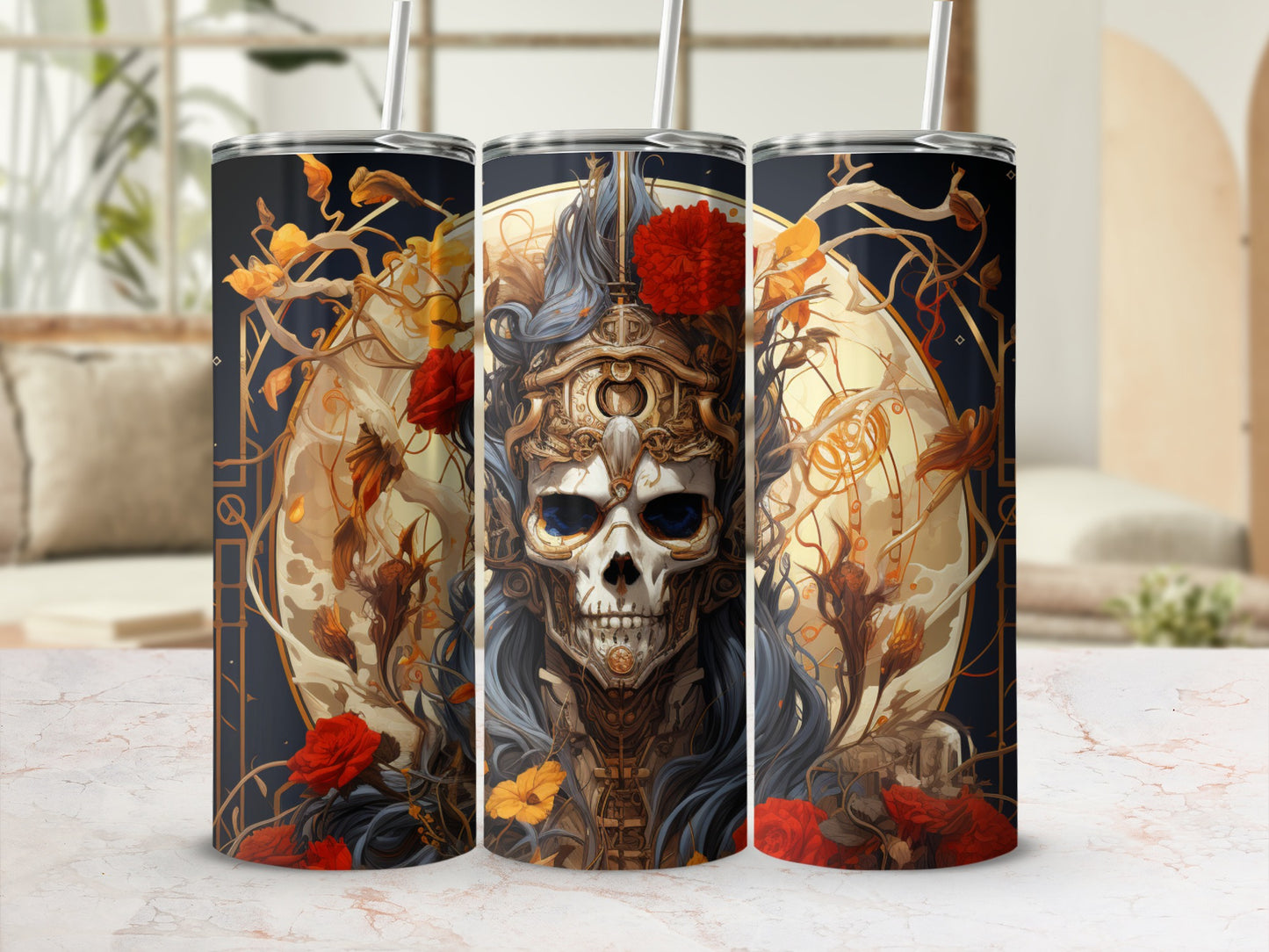 Intricately Detailed Skull Design Tumbler for Unique Style