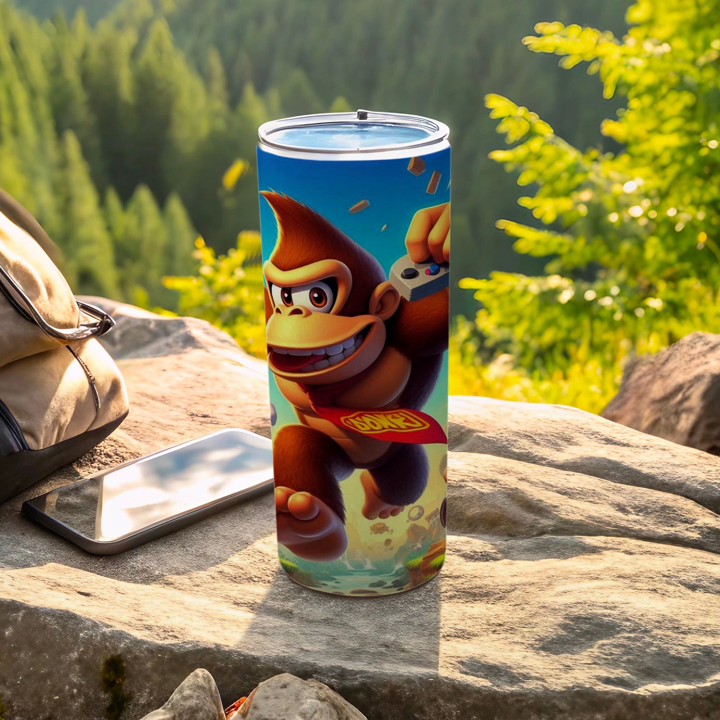 Colorful Donkey Kong Themed Travel Tumbler