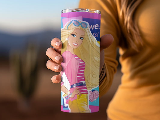 Barbie Blonde Hair Sunglasses Love Laugh Lots Design Tumblers
