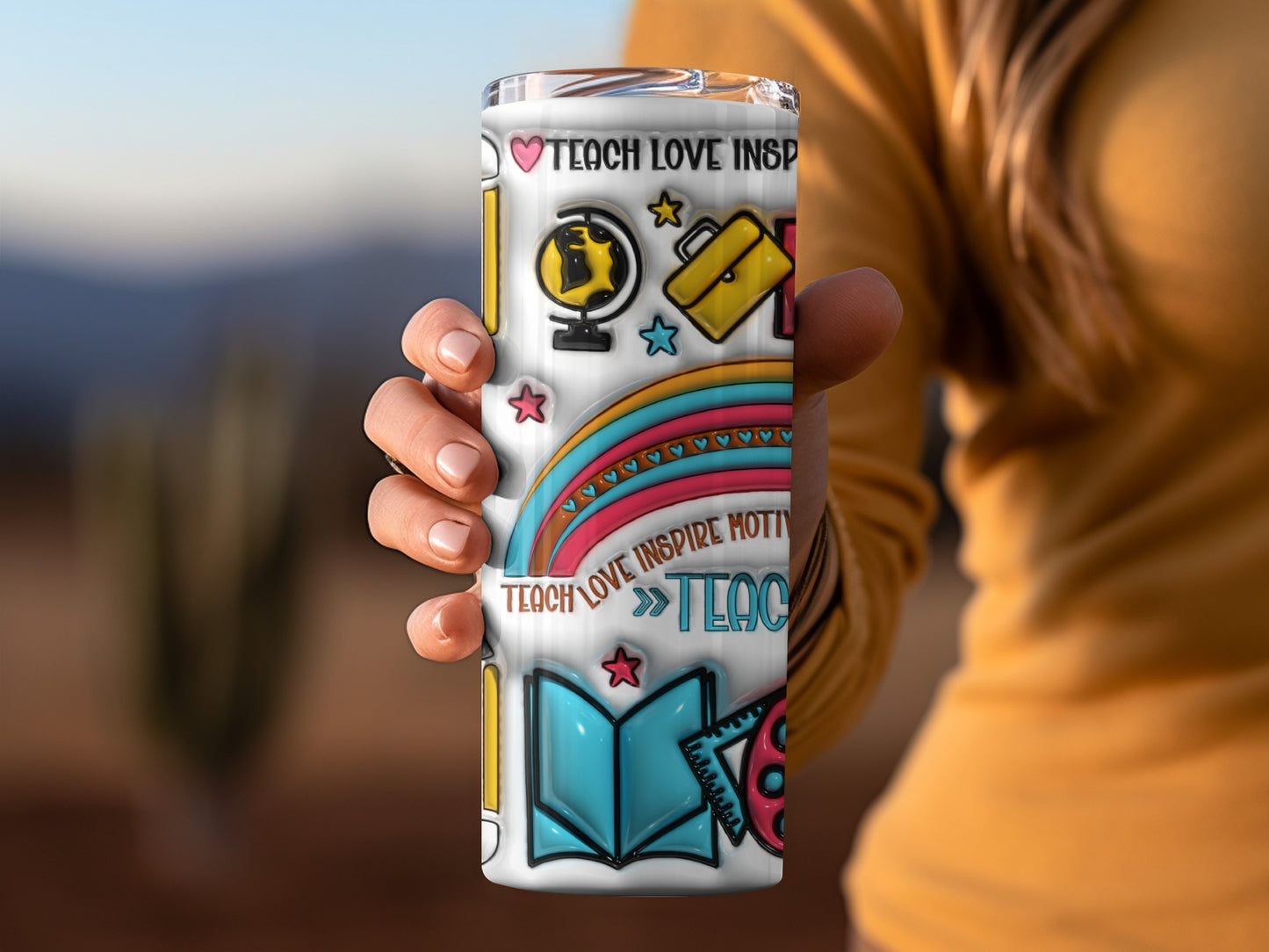 Teacher Rainbow Teach Love Inspire Design for All Teachers Tumblers