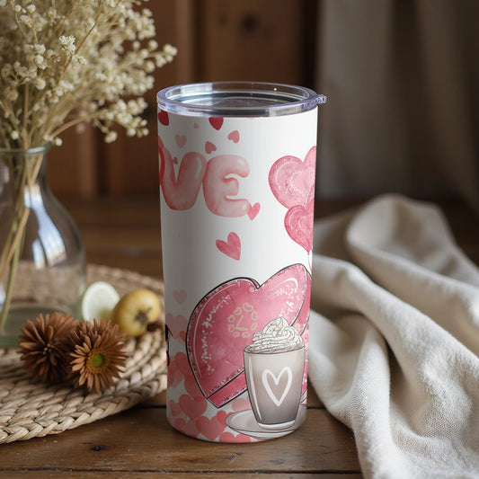 Love Heart and Latte Art Design Tumbler Product