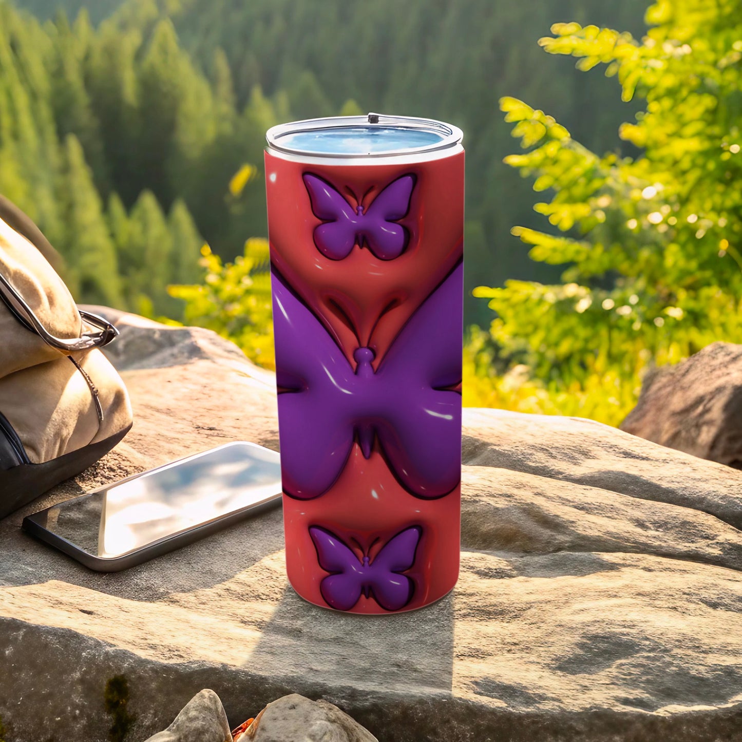 Vibrant Butterfly Pattern Tumbler for Outdoor Adventures