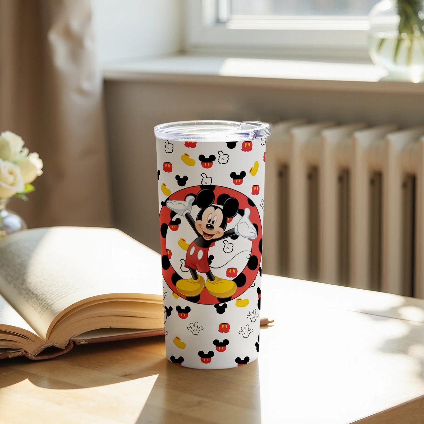 Cheerful Mickey Mouse themed travel tumbler