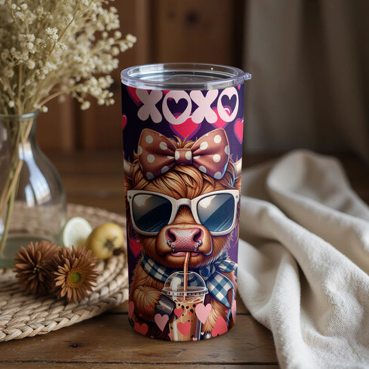 Cute Dog in Sunglasses and Bow XOXO Tumbler Cup