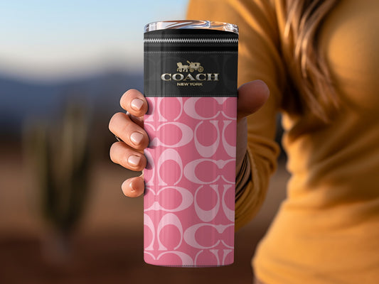 Coach New York Pink Patterned Travel Mug