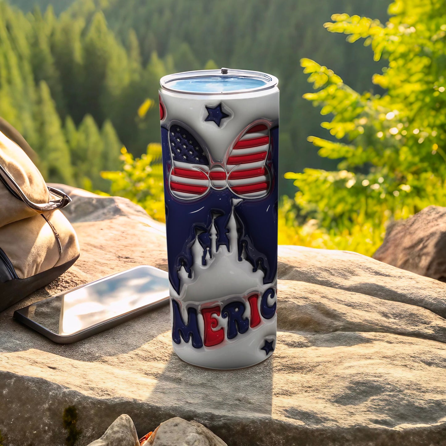 America Flag Bow Castle Silhouette Tumbler product type
