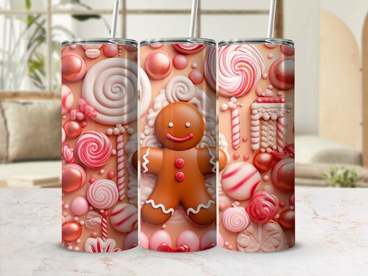 Gingerbread and Candy Cane Themed Tumbler Product