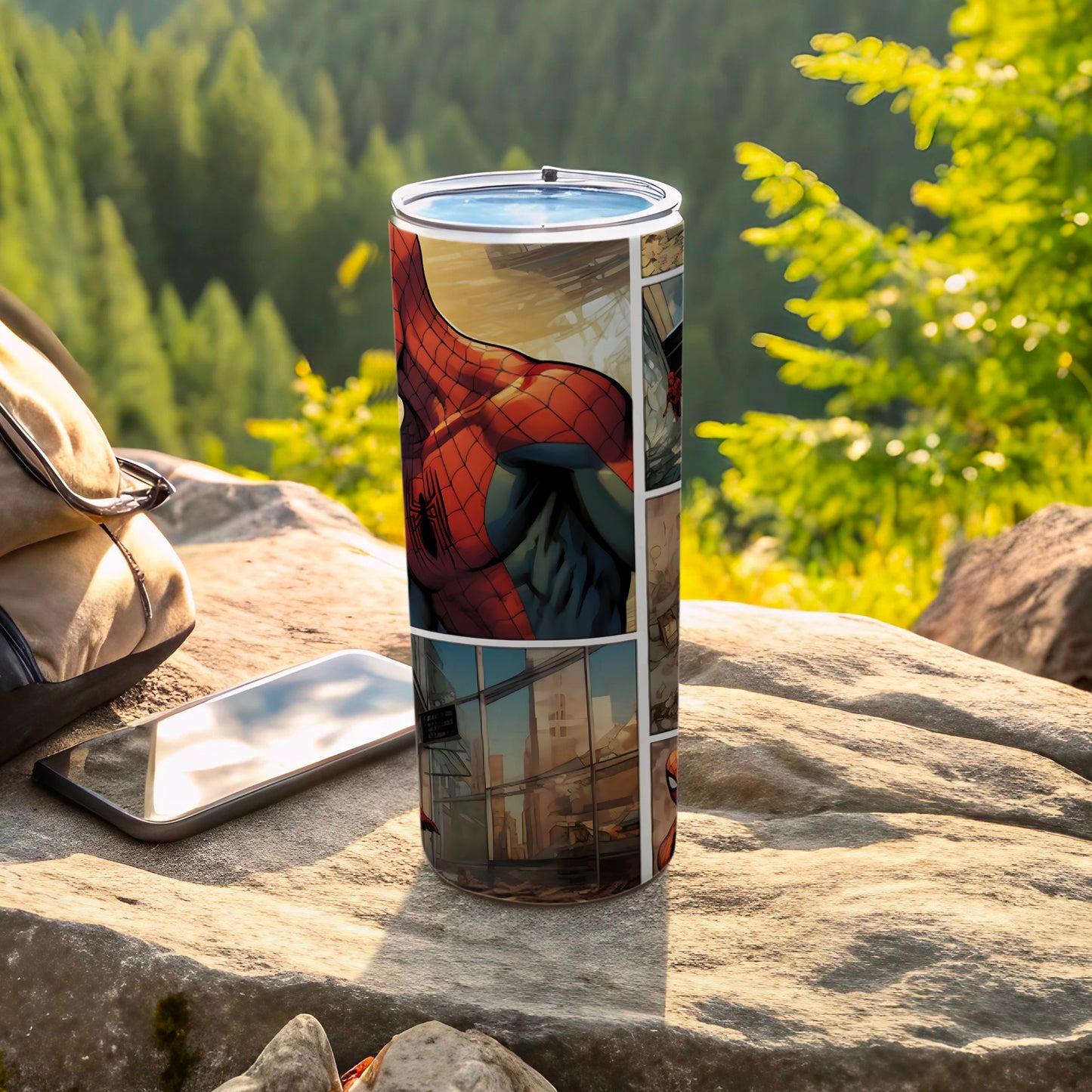 Spider-Man Comic Art Travel Tumbler for Outdoor Adventures