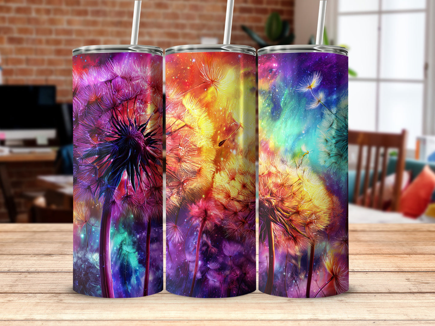 Vibrant Colorful Dandelion Design Insulated Tumbler