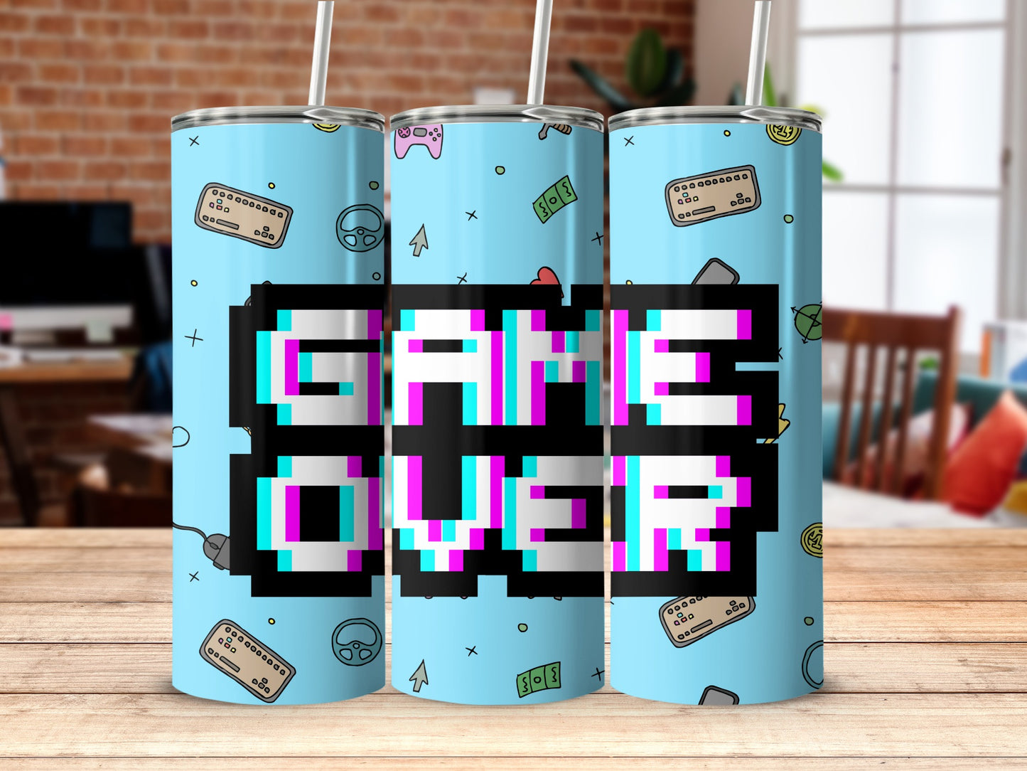 Game Over Pixel Art Tumbler for Gamers and Geeks