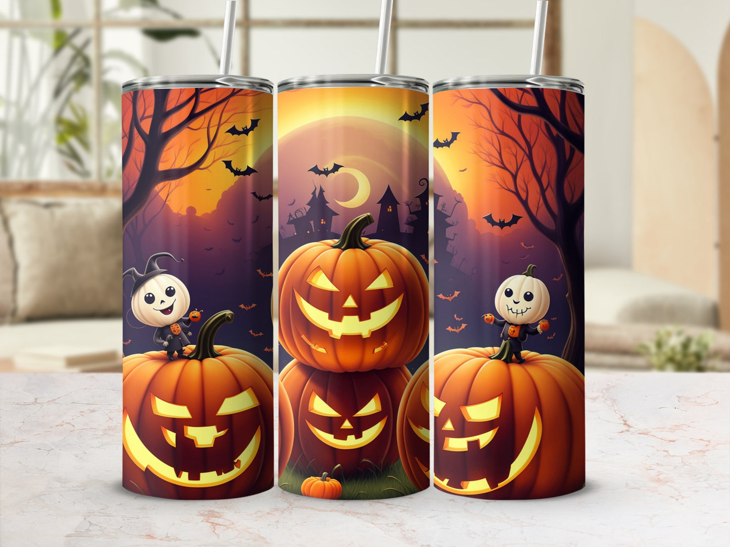 Halloween Themed Spooky Pumpkin Characters Tumblers