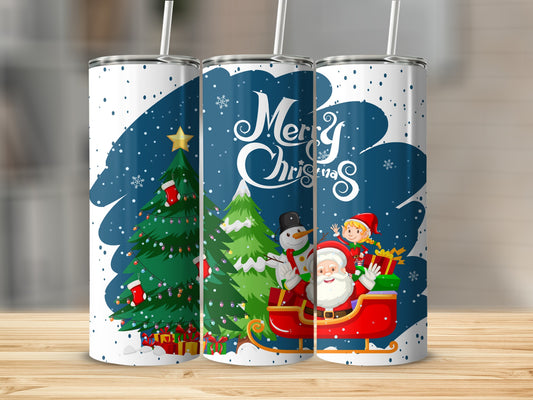 Festive Christmas Santa and Snowman Tumbler Drinkware