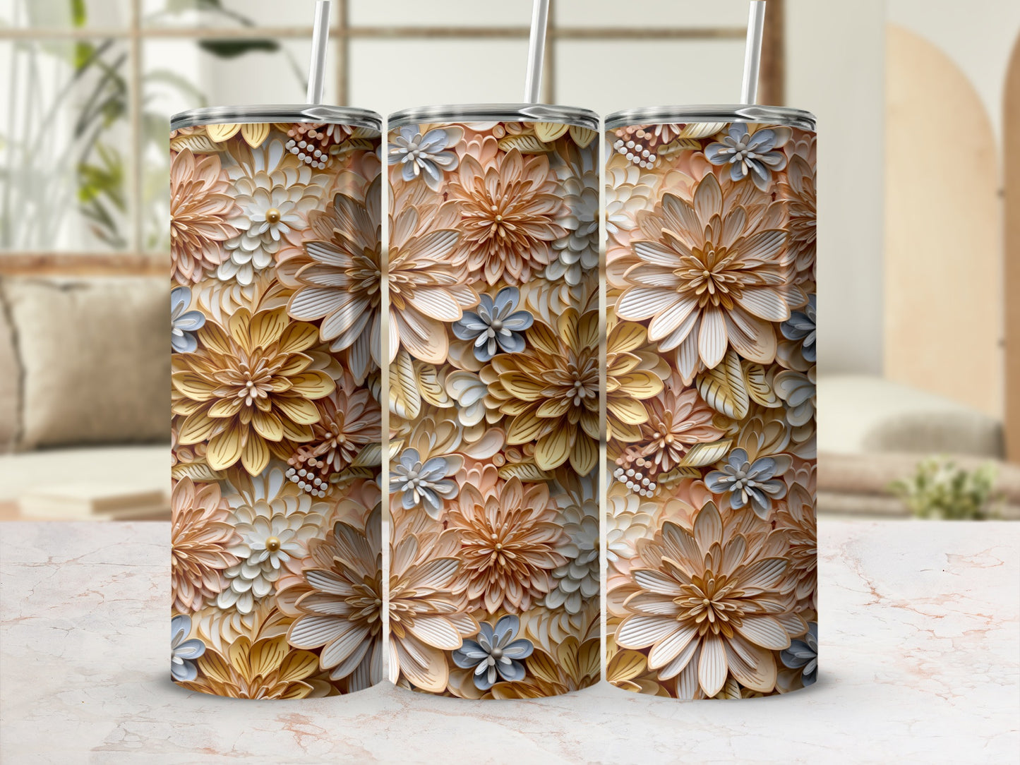 Floral Pattern Stainless Steel Tumbler 20oz product