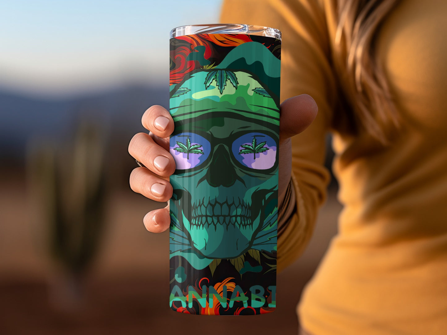 Skull and Cannabis Design Thermos Cup for Travel