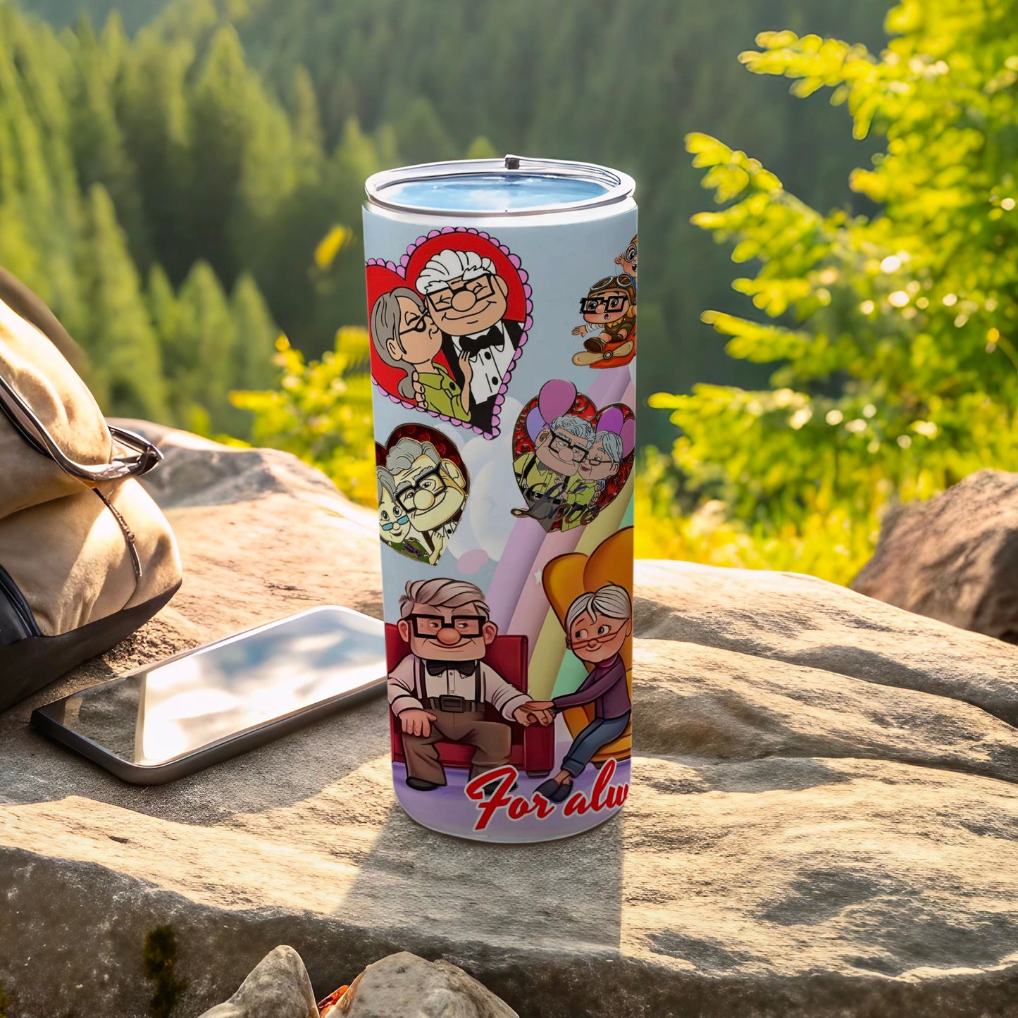 For Always Cute Senior Couple Cartoon Tumbler
