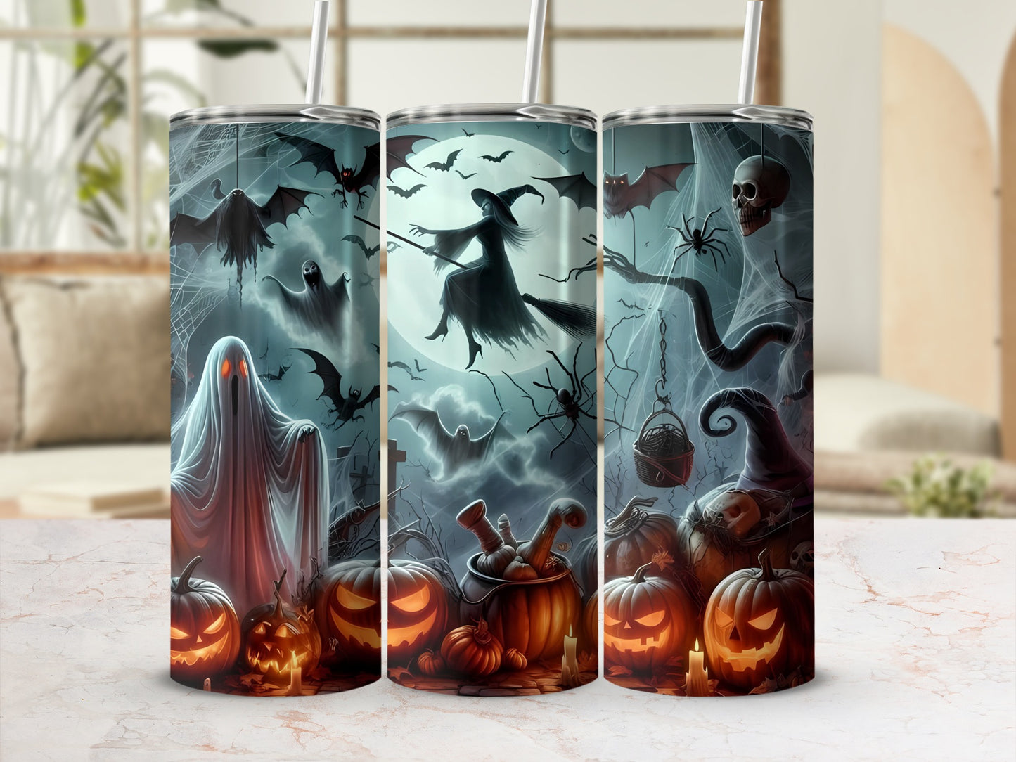 Spooky Halloween Themed Stainless Steel Travel Tumbler