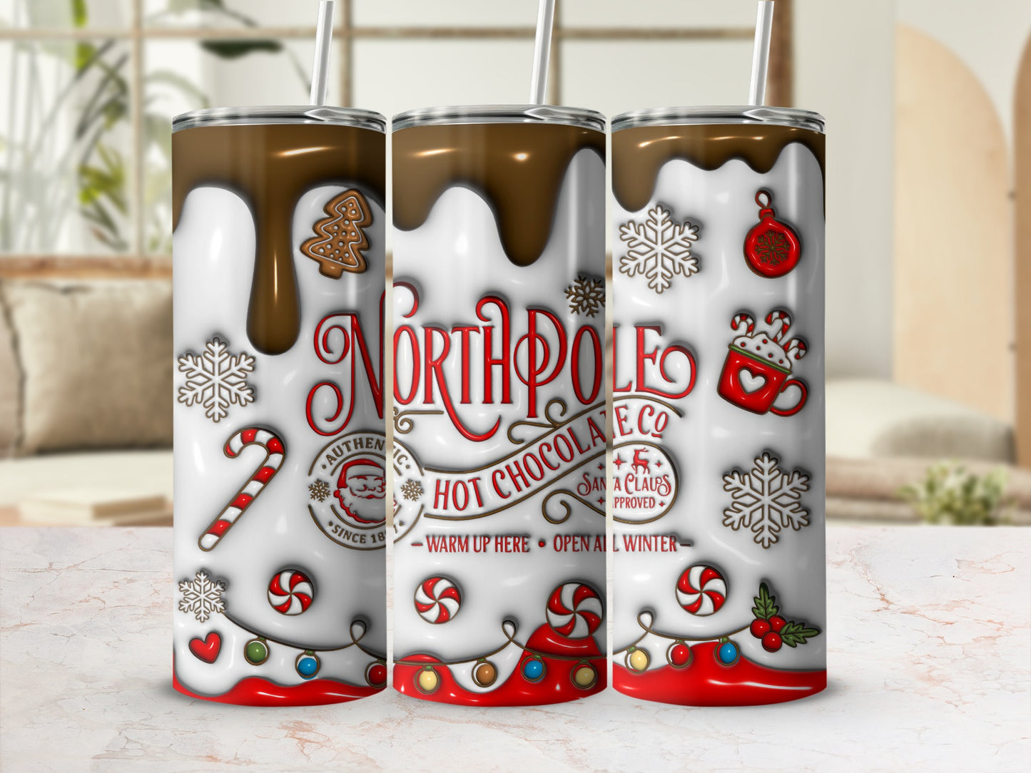 North Pole Hot Chocolate Christmas Tumbler Cup