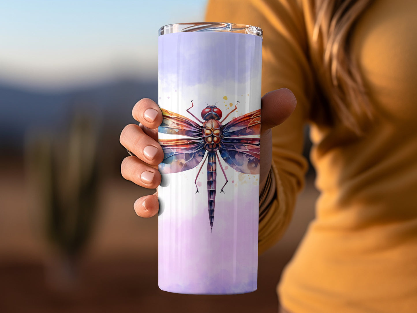 Vibrant Dragonfly Artwork Travel Mug 20oz Tumbler Cup