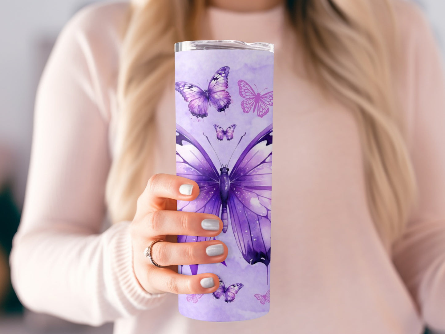 Purple Butterfly Design Insulated Tumbler product