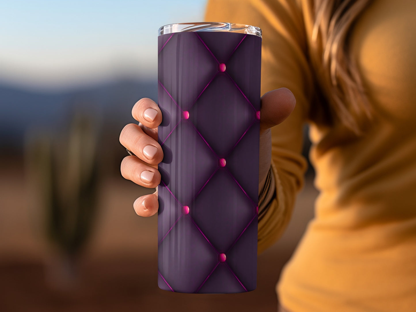 Purple Pattern with Pink Dots Design Textured Tumblers