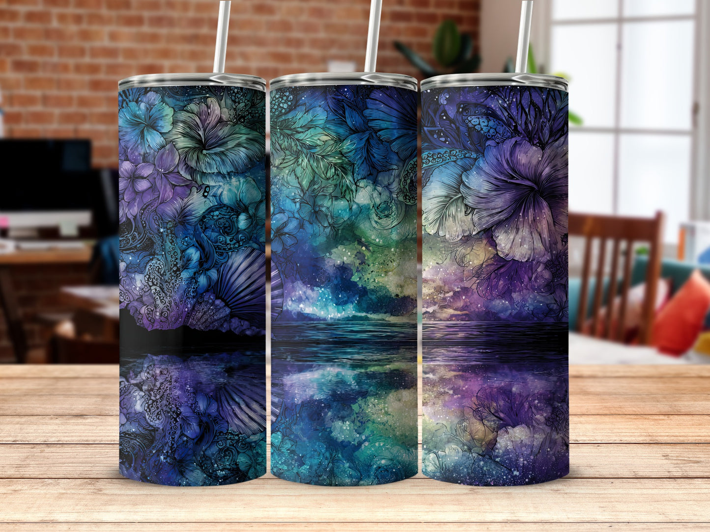 Vibrant Colorful Floral and Abstract Themed Tumbler Set