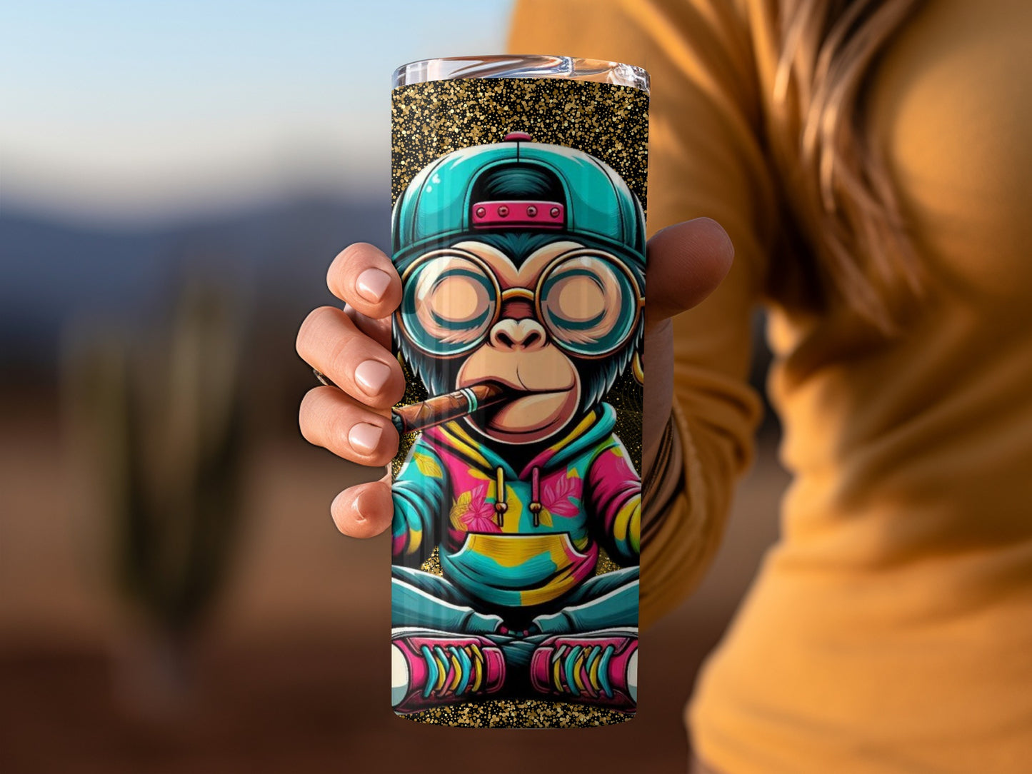 Cool Monkey Smoking Illustration Personalized Tumbler