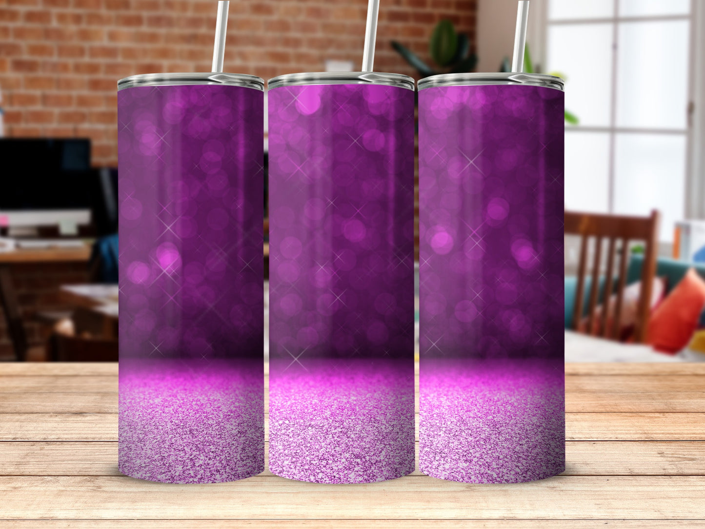 Sparkling Purple Gradient Stainless Steel Tumbler