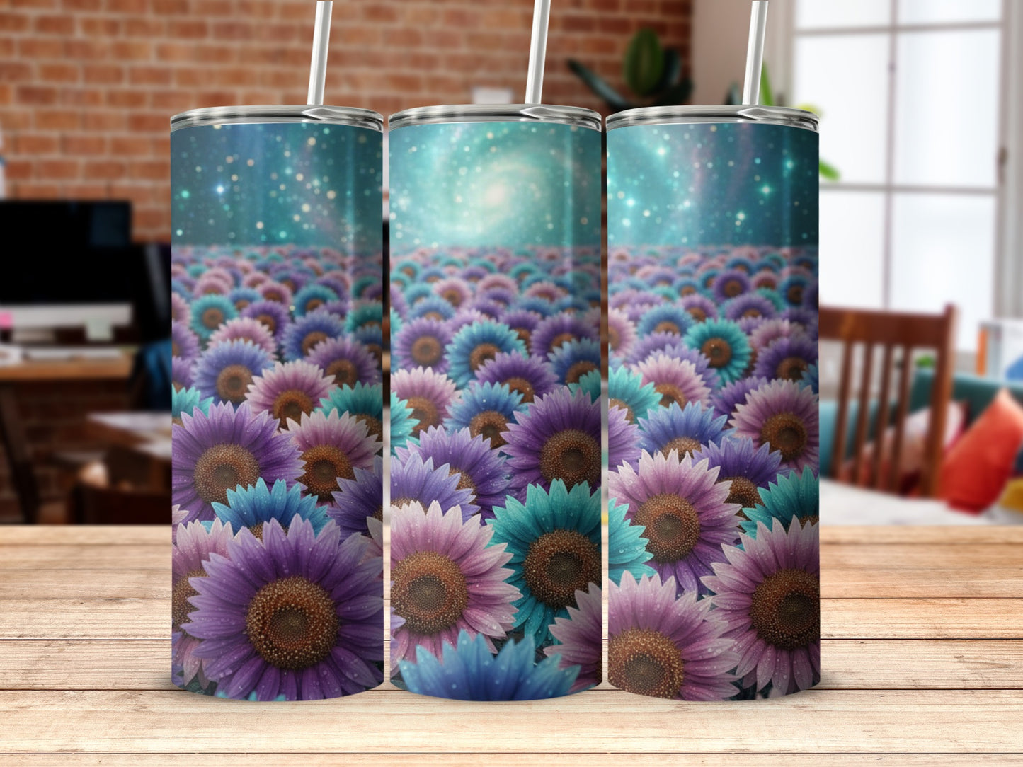 Galaxy Sunflower Design Tall Tumbler