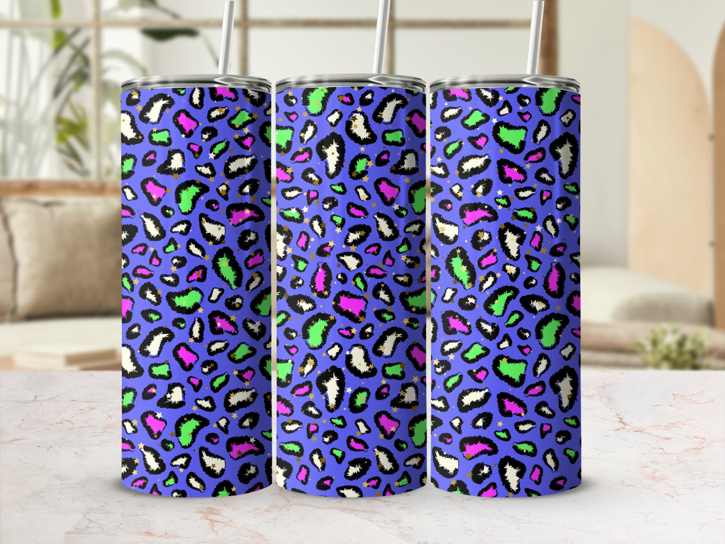 Vibrant Leopard Print Insulated Tumbler Cup 20 oz