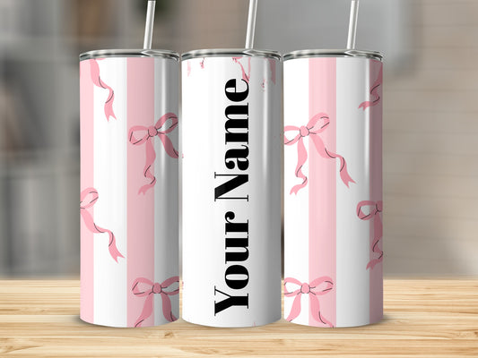 Personalized Pink Ribbon Design Tumbler with Your Name