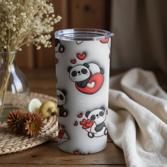 Cute Panda Hearts Theme Travel Mug for Coffee Lovers
