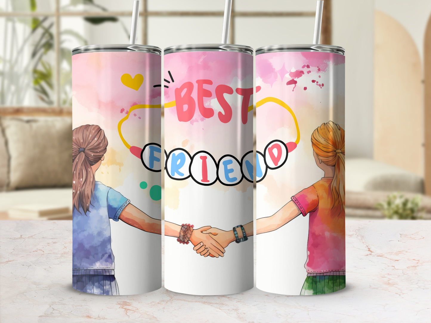 Vibrant Best Friend Theme Insulated Drinkware Tumblers