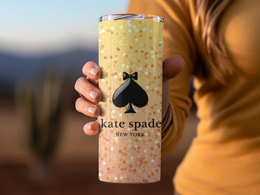 Kate Spade Inspired New York Glitter Design Brand Logo Tumblers