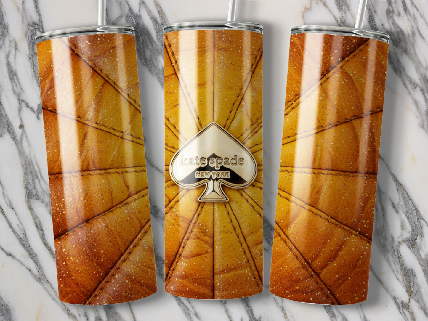 Kate Spade Inspired Gold Texture and Sparkles Design Tumblers