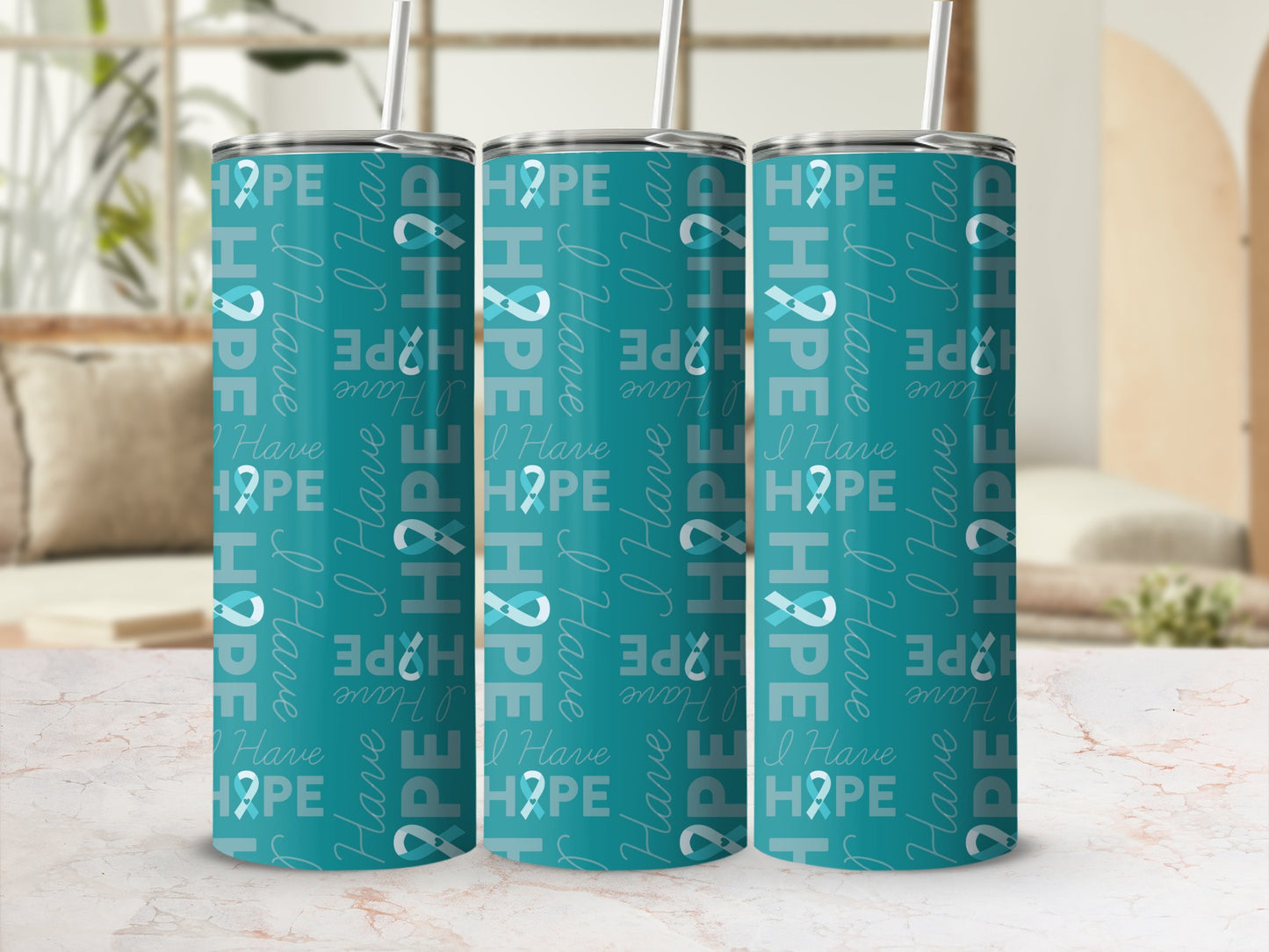 I Have Hope Teal Themed Motivational Tumbler Product