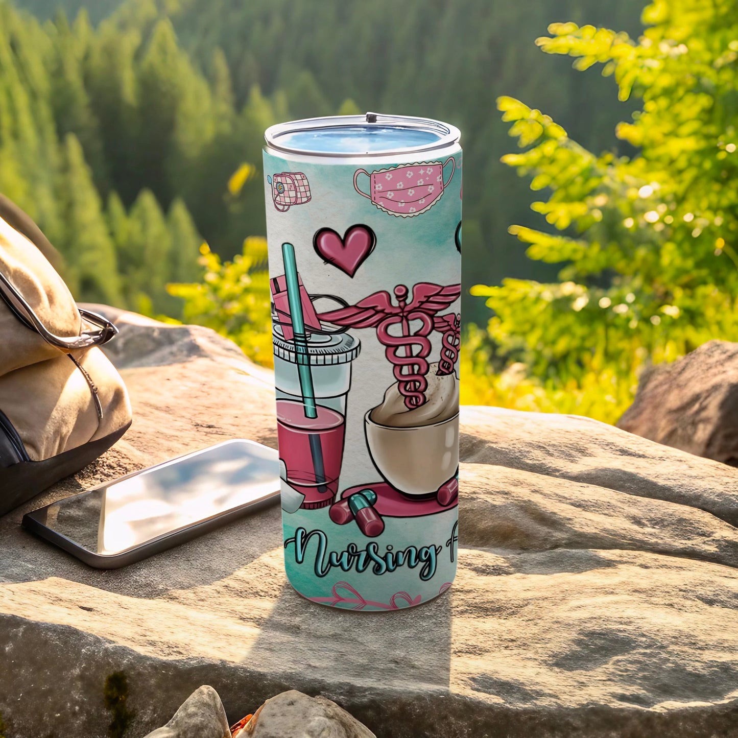 Nursing Themed Caduceus Heart Design Tumbler Cup