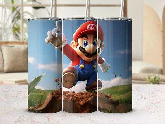 Jumping Mario Design Insulated Stainless Steel Tumbler