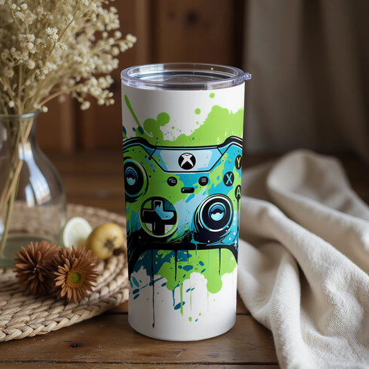 Vibrant Gaming Controller Design Tumbler Cup