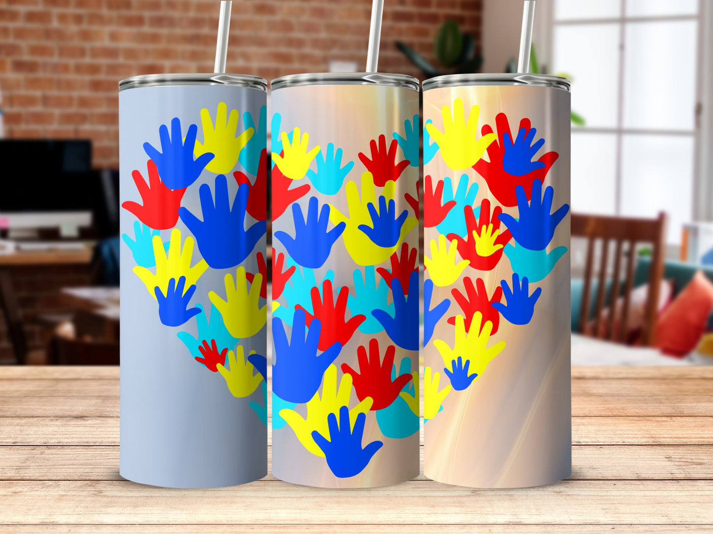 Colorful Handprint Design Insulated Tumbler Product