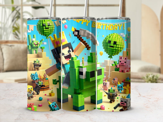 Happy Birthday Block Party Themed Tumbler