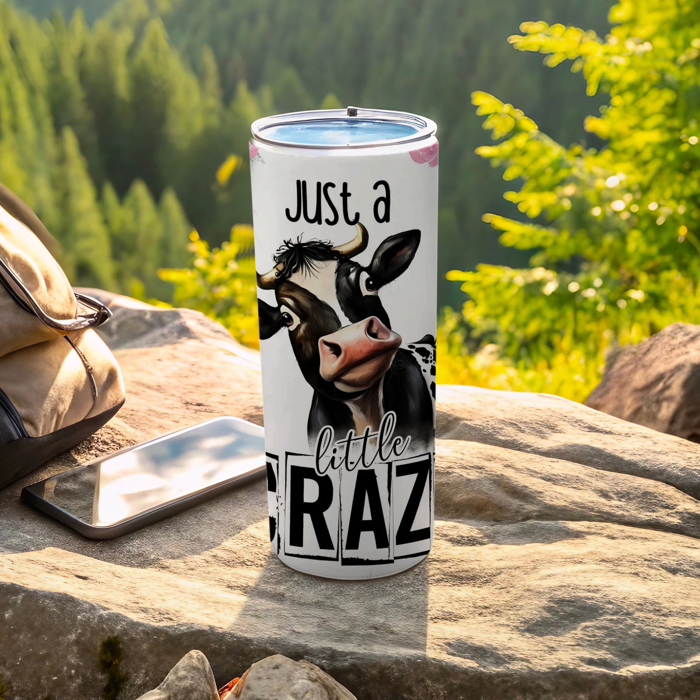 Just A Little Crazy Cow Design Tumbler Cup