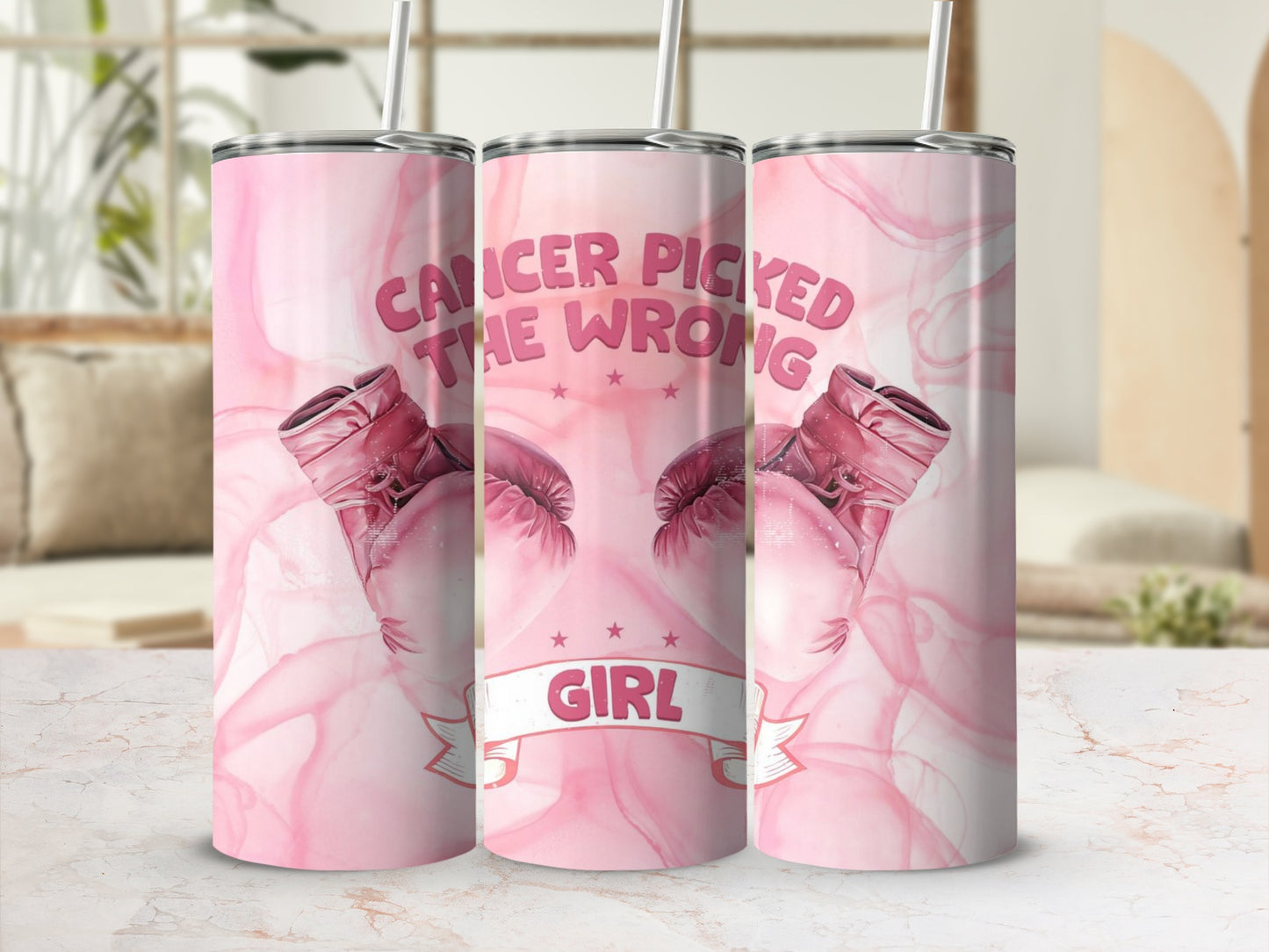 Cancer Picked The Wrong Girl Inspirational Tumbler