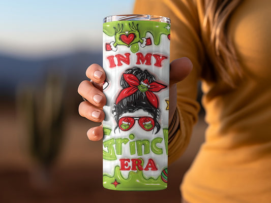 In My Grinch Era themed tumbler for holiday gifting