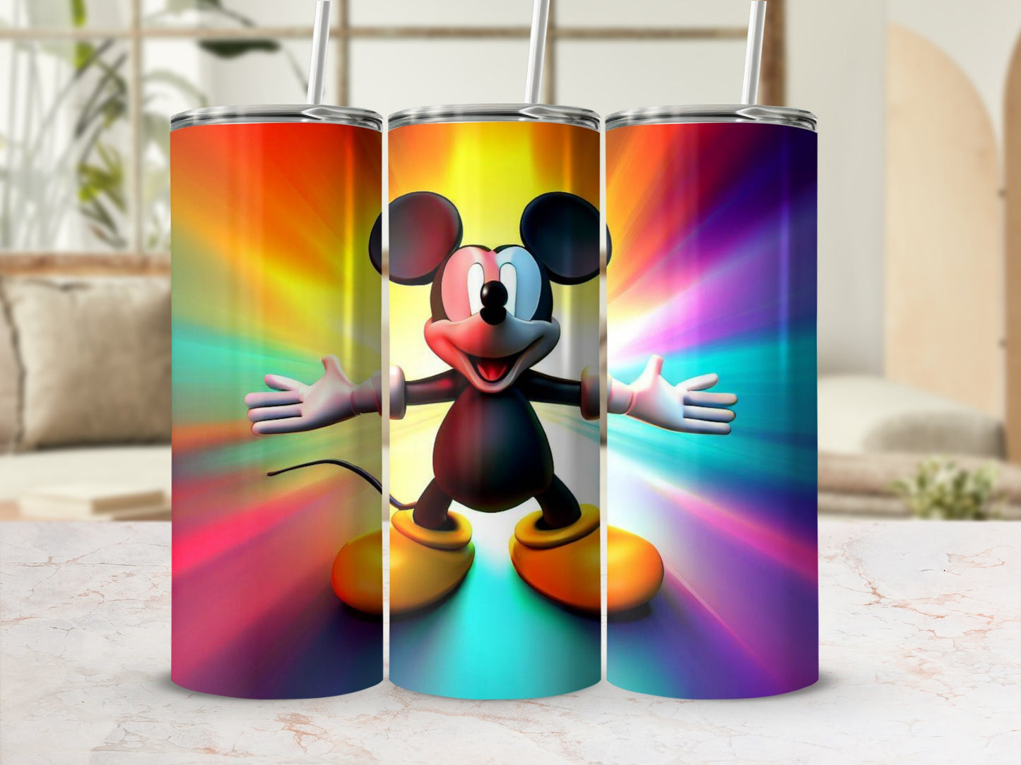 Vibrant Mickey Mouse Design Insulated Stainless Steel Tumbler
