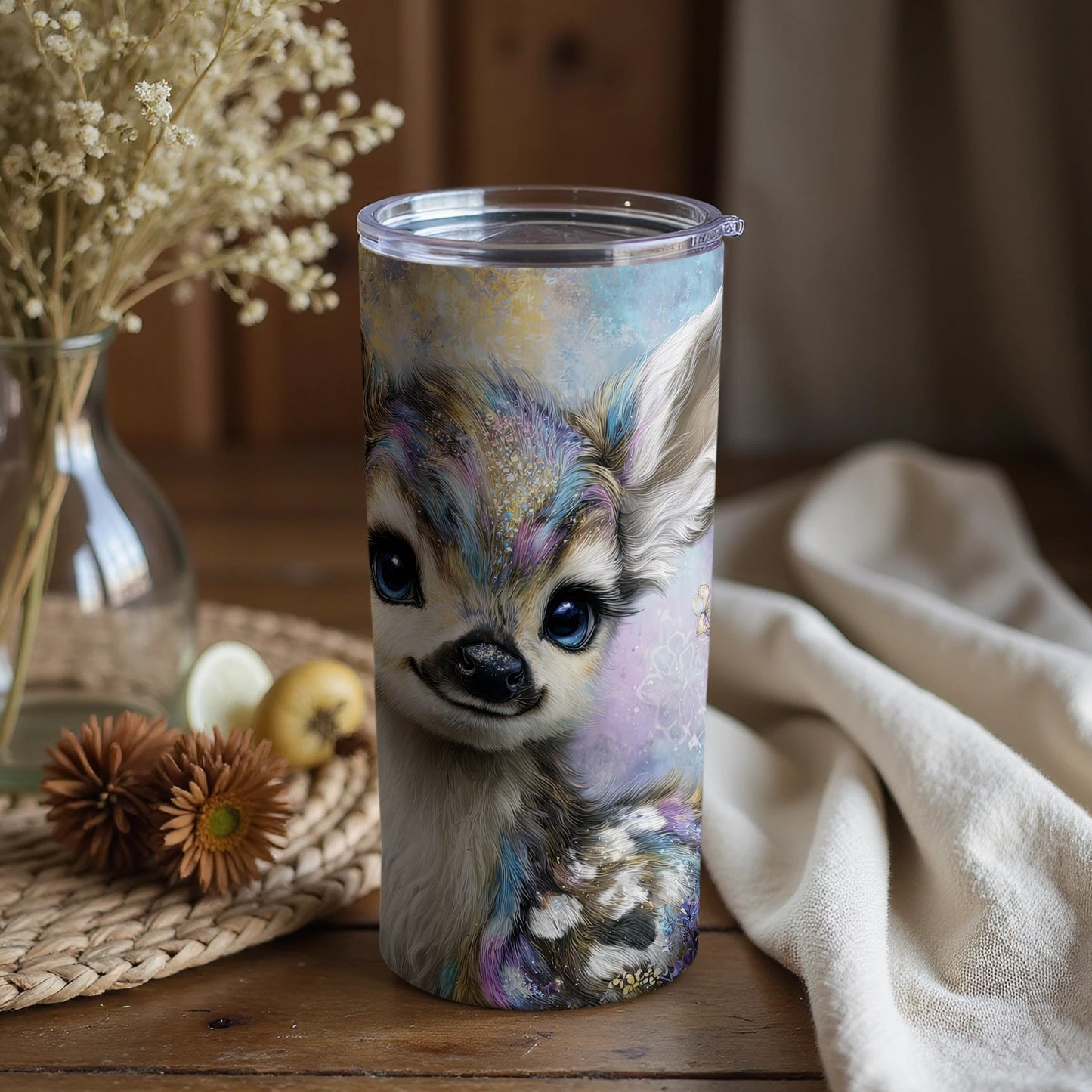 Cute Deer Printed Insulated Tumbler for All Beverages