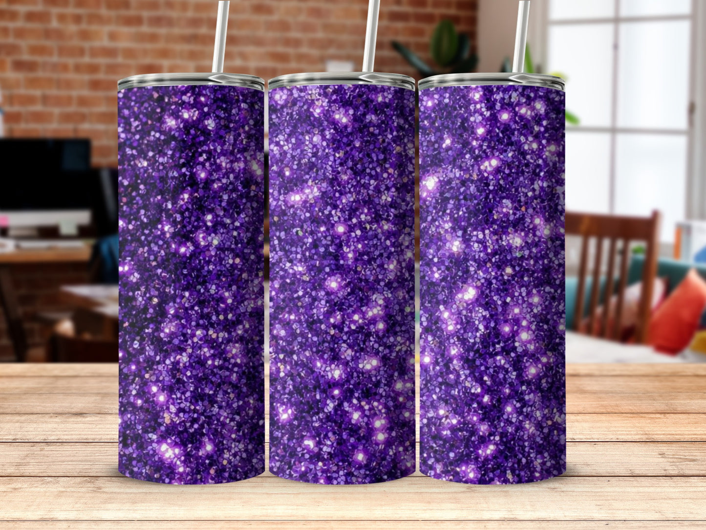 Sparkling Purple Glitter Design Tumbler Product
