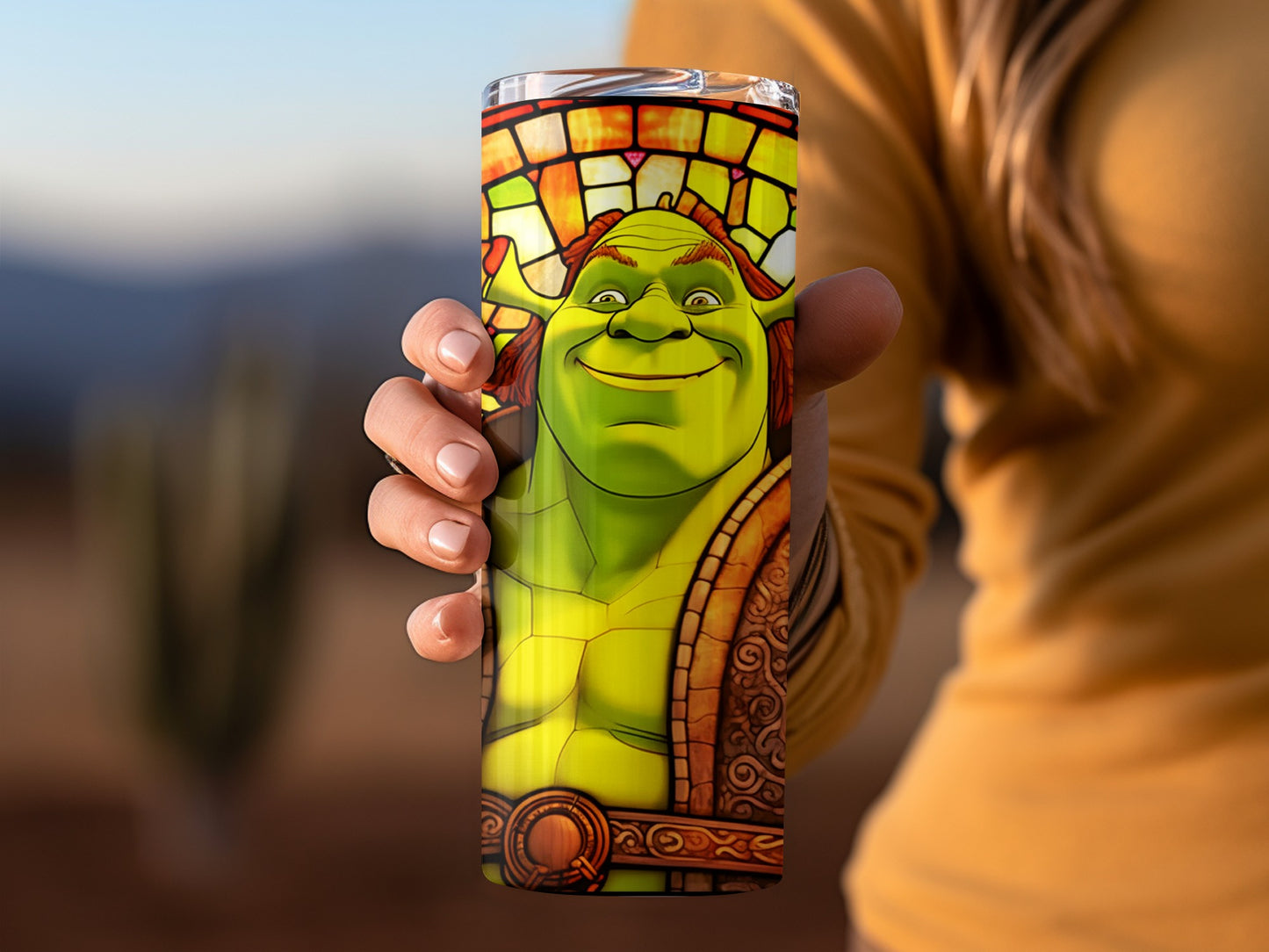 Vibrant Green Character Design Tall Tumbler Cup